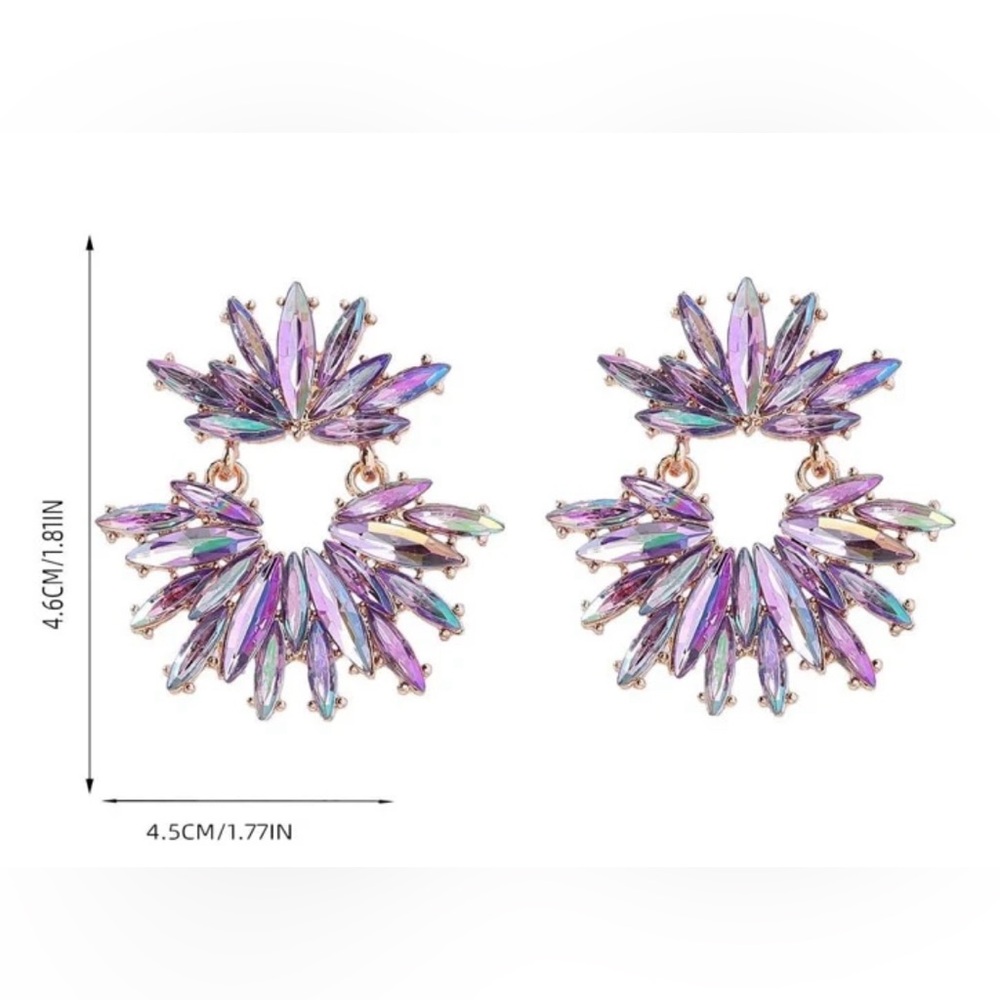 Purple Rhinestone earrings - Picture 2 of 3